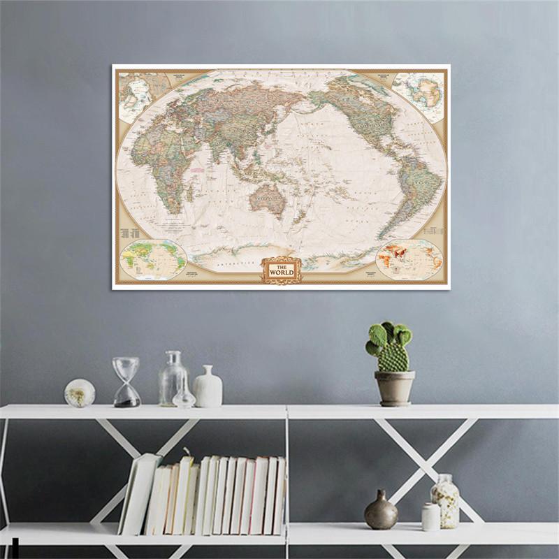Vintage World Map (With Countries),Decorative Hanging Picture Photography Background Banner for Birthday & Photo Booth