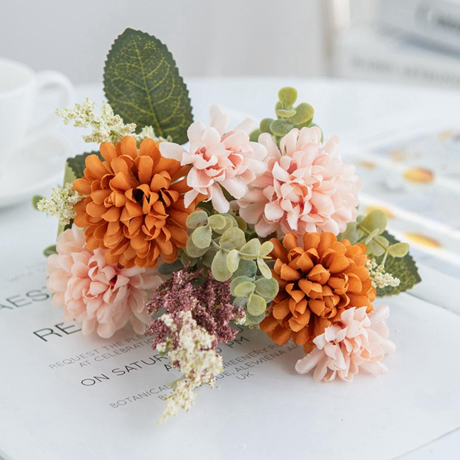 

Artificial Flower Lavender Ball Chrysanthemum Combination Brial Bouquet Home Room table Decora Wedding Valentine s Day DIY Gift 1 pc оранжевый