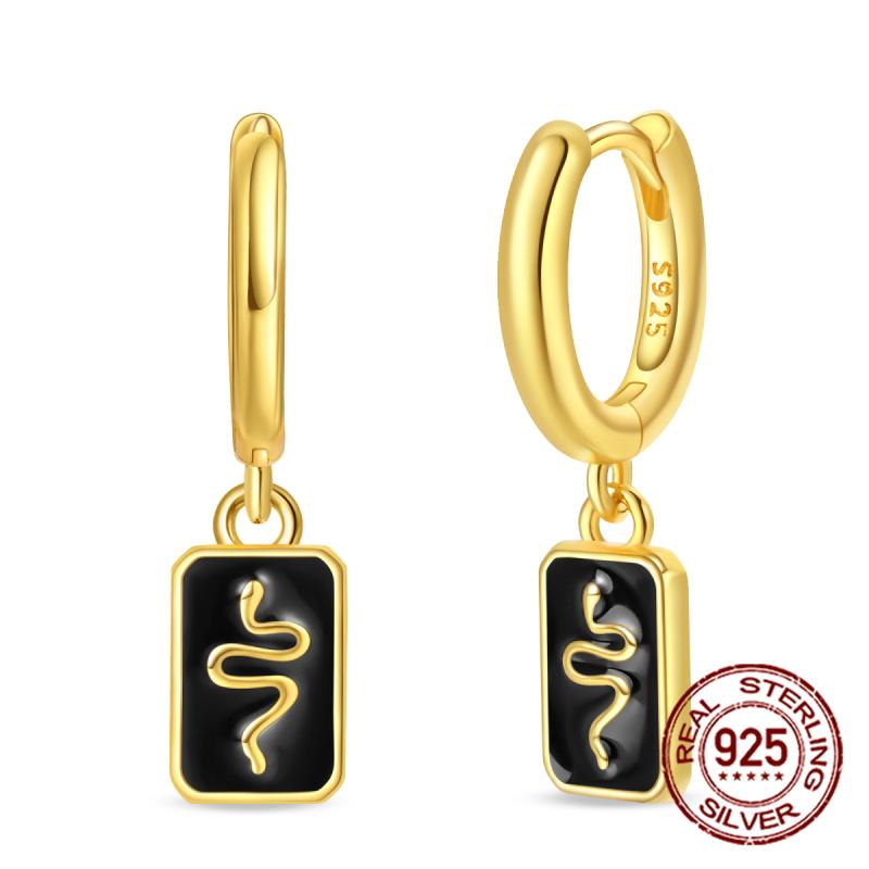 Women's Simple 925 Silver Round Earrings, Snake Design, Elegant And Luxurious, New Jewelry Temperament Girl Daily Wear Earrings