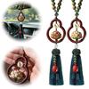 Ornamento Pendurado Lucky Chinês para Interior de Carro Pingente de Cabacinha de Madeira com Borla Amuleto Tradicional Feng Shui para Espelho Retrovisor de Automóvel