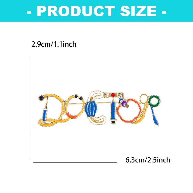 Medicals Letter Brooch Simple Versatile Pin for Casual and Formal Wear Lightweight Comfortable Daily Use