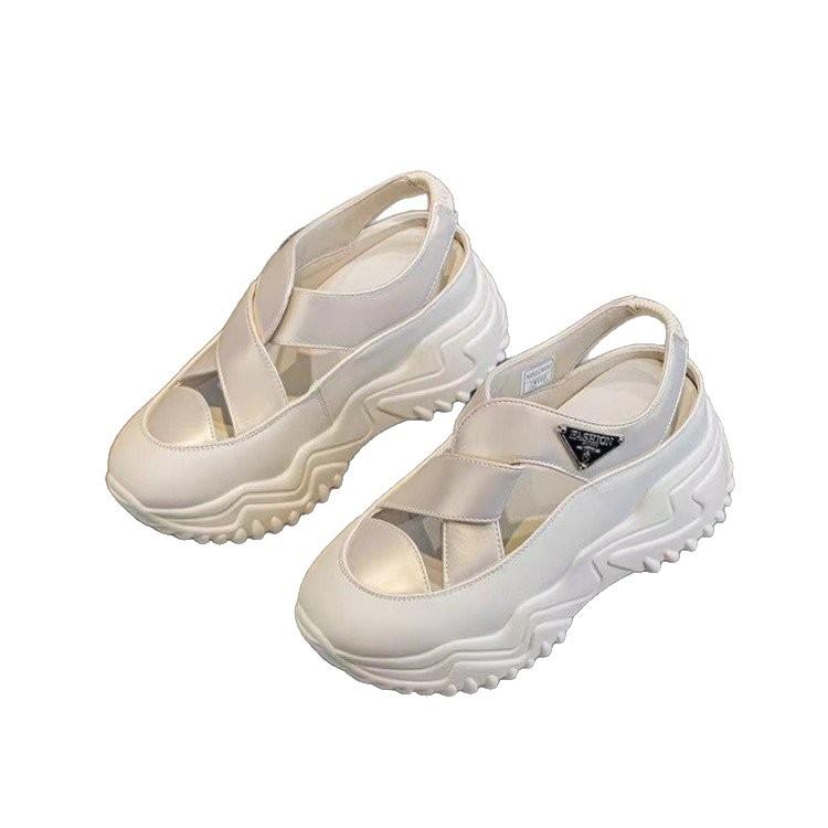 Inner Heightening Bag Head Sandals Women's Shoes 2025 New Summer Hollow Little White Shoes Platform Casual Sports Shoes Dad Shoes