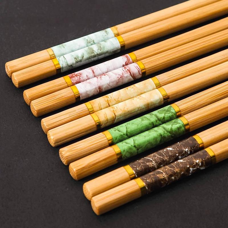 Bamboo Chicken Wing Wood Chopsticks, Non-slip, Unpainted, Unwaxed, Solid Wood, 10 Pairs Family Pack