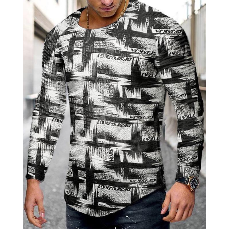 Frühling Herbst Mode Trendiges Herren Langarm Totenkopf Tier Bedrucktes T-Shirt Herren T-Shirts