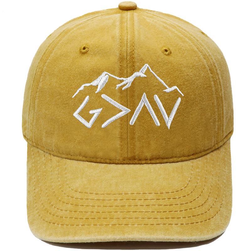 Mountain peak GOD symbol embroidered baseball cap retro dad hat men's and women's leisure outdoor hiking visor