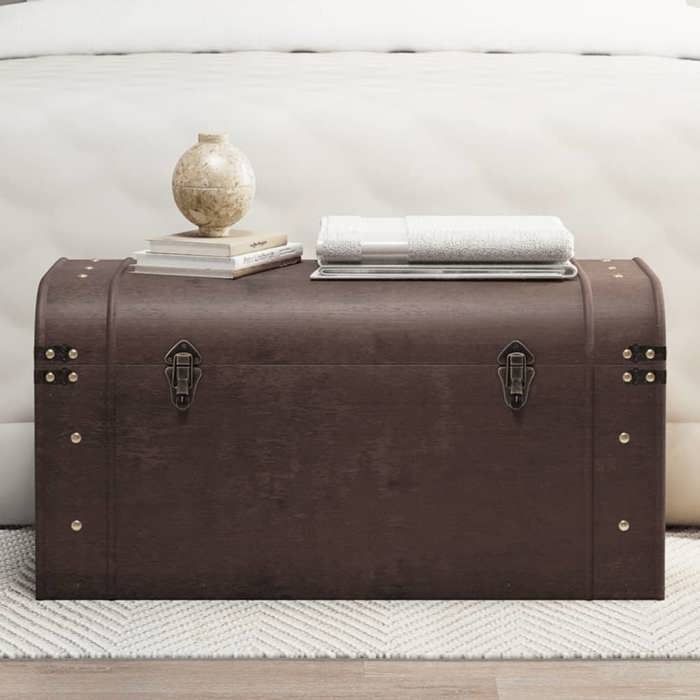 VidaXL Treasure Chest with Dark Brown Latches Plywood, Treasure Box, Toy Chest, Wooden Treasure Box, 4010548