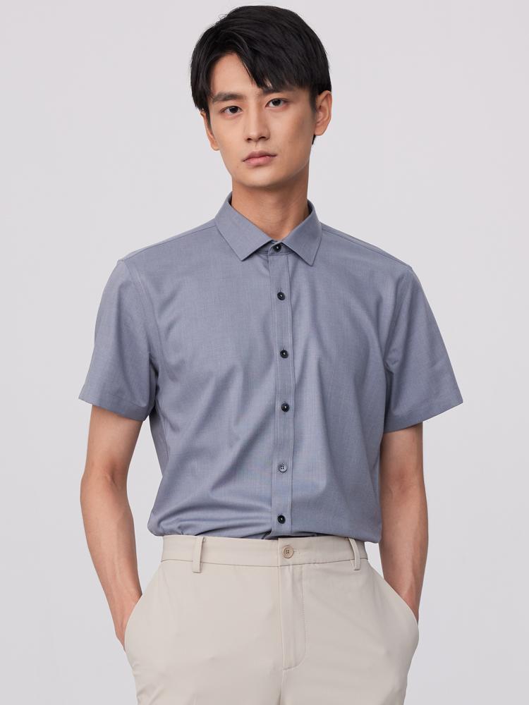 

Летняя мужская классическая рубашка с коротким рукавом — бамбуковое волокно, дышащее, слегка тянущееся для комфорта — идеально подходит для официальных деловых мероприятий и мероприятий на открытом воздухе 44 серый