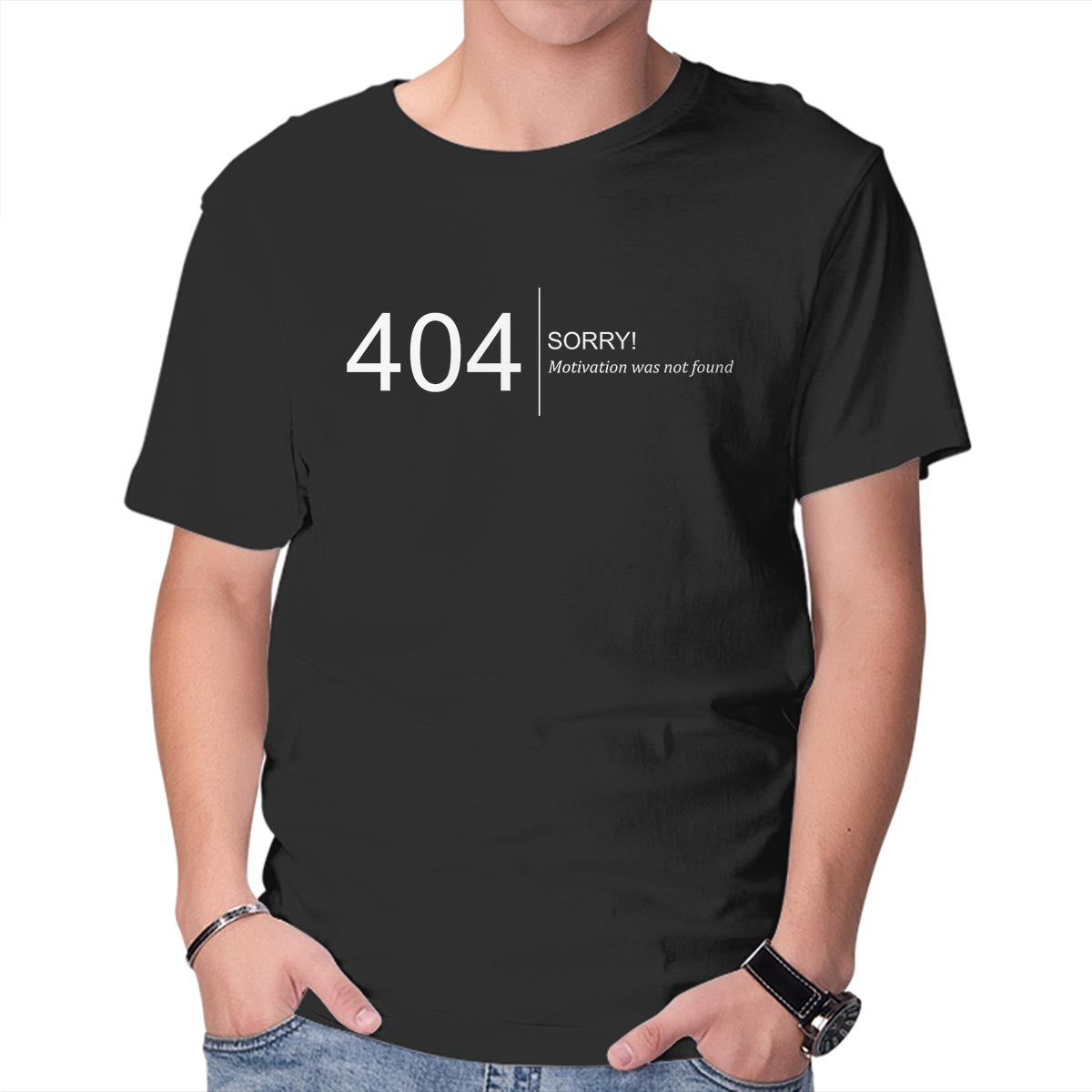 Unisex Crew Neck T-Shirt Error: Motivation Not Found Graphic Short Sleeve Casual Tee L