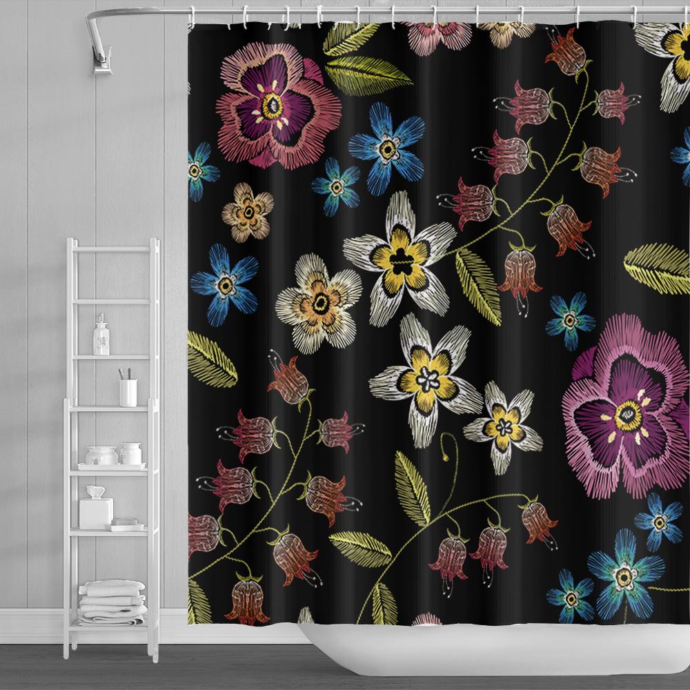 

Бохо Цветочный Роскошный Шторка для Душа Водонепроницаемые Шторки для Душа Полиэстер Высококачественная Шторка для Ванной Текстурированная Ткань Машинная Стирка W90xH180cm(35x70 in)