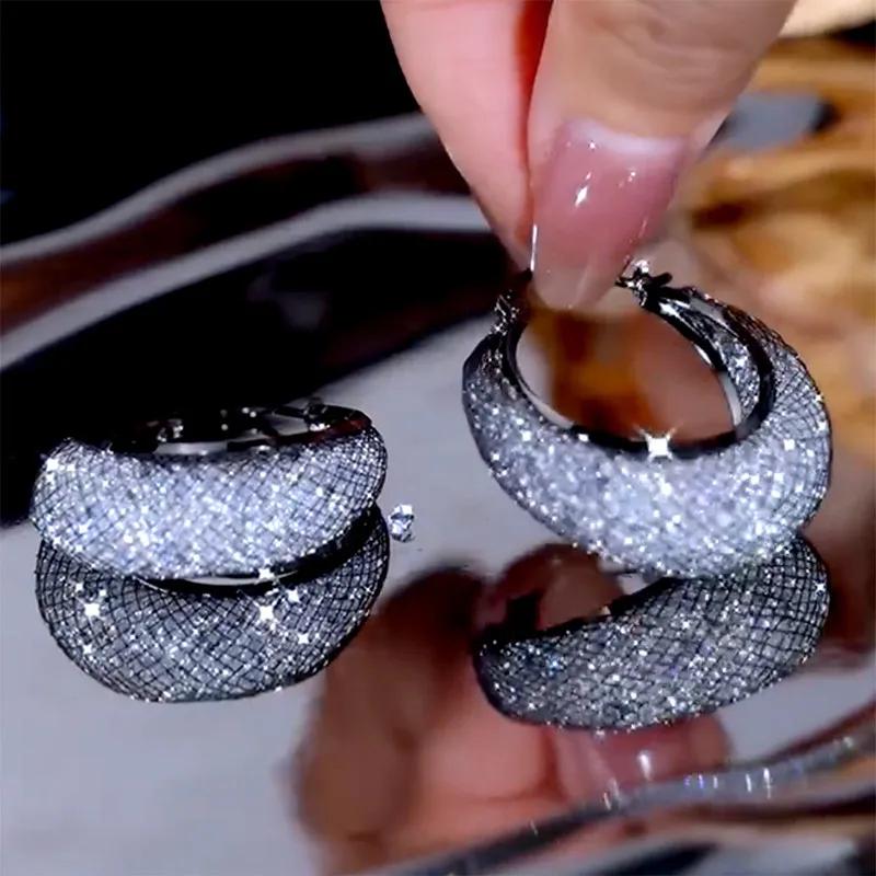 

New Fashion Trend Unique Design Elegant Exquisite Luxury Mesh Zircon Earrings for Women Zircon Party Premium Gifts Wholesale