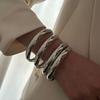 4Pcs/Set Waterproof Simple Round Bangles Sets Gold Silver Smooth Multilayer Bracelet  Summer