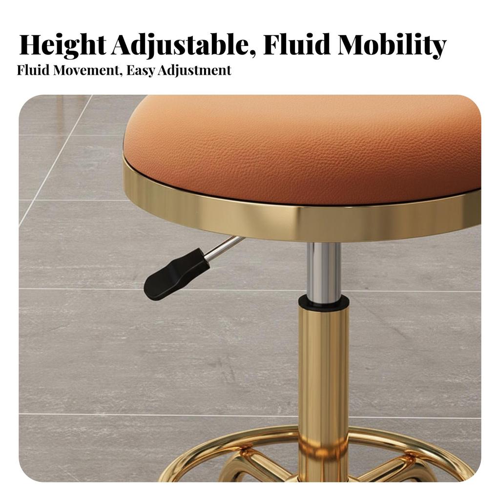 Height-Adjustable Rotate Stool Effortless Rolling Casters Commercial Seating Padded Seat Easy To Assemble For Spa Clinic