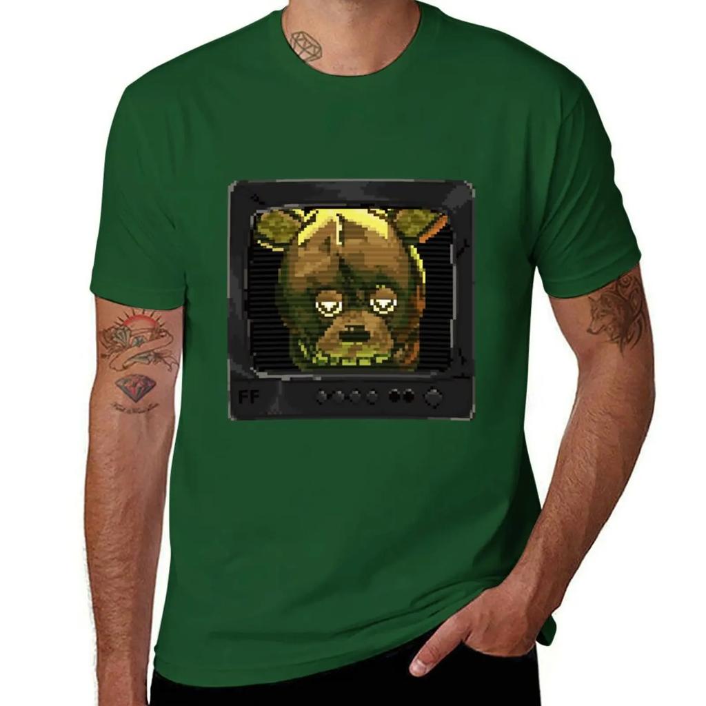 Springtrap head CCTV pixel illustration TShirt Aesthetic clothing tees quick drying Blouse shirts men graphic
