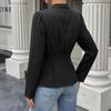 Womens Elegant Striped Wrap Waist Blouse Long Sleeve Office Shirt Slim Fit Professional Workwear 2026 Fall