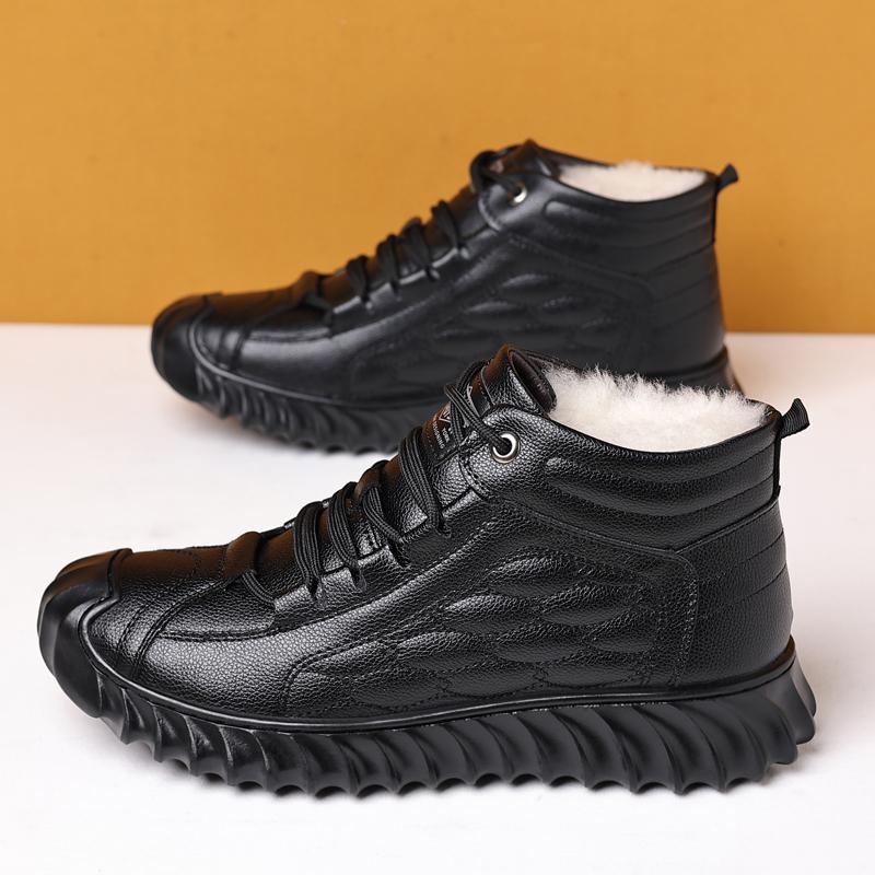 

Мужские новые бархатные повседневные деловые туфли с кожаной поверхностью, хлопковые туфли, ветрозащитные ботинки, теплая обувь, суперкомфортная подошва 44