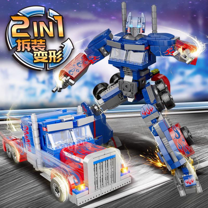 Large Megatron Optimus Prime Bumblebee Building Blocks Model - Children's Educational Toy