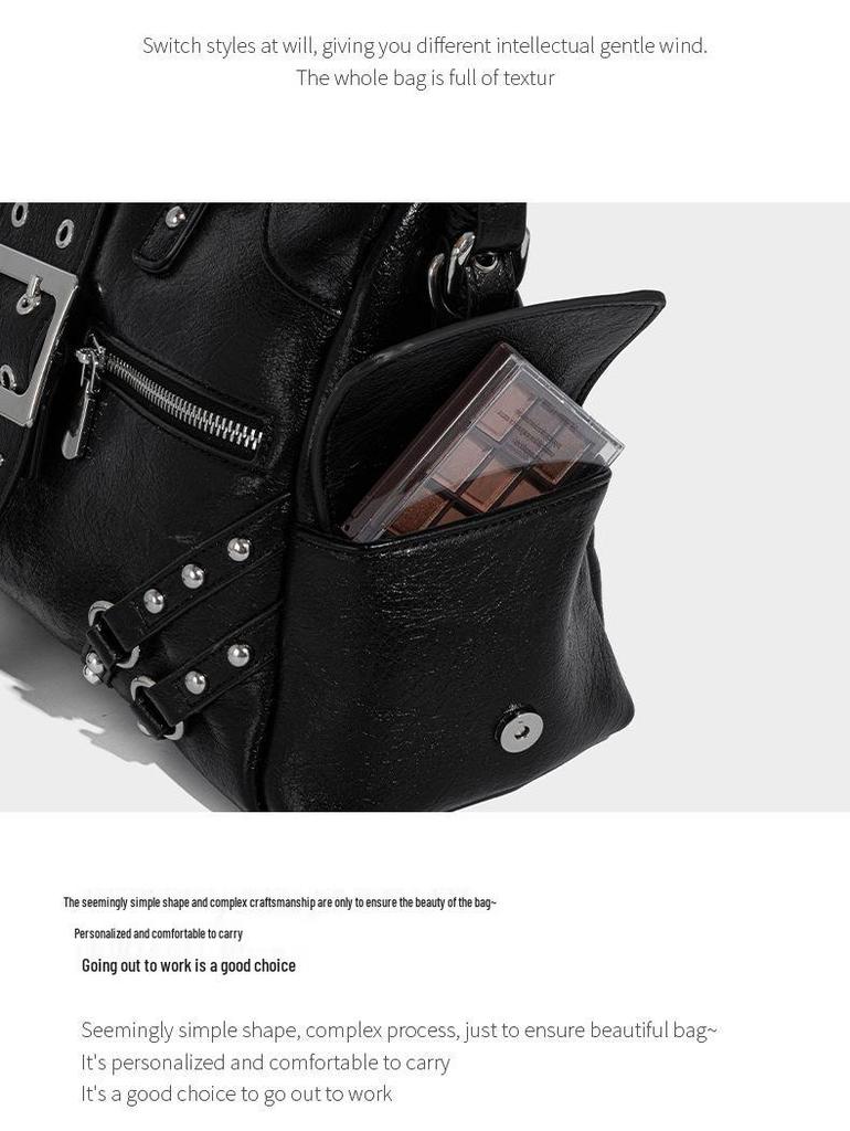 Large Capacity Punk Style Rivet Crossbody Bag - Trendy, Casual, Versatile Women's Shoulder Bag