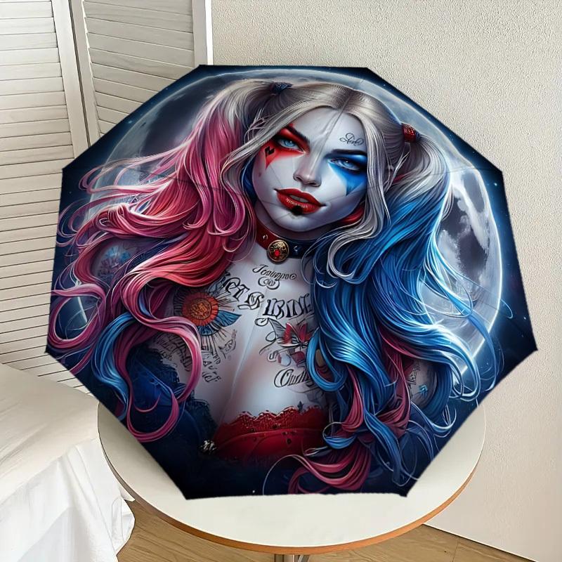 1PC Warner Tattoo Moon Umbrella-8-Rib Reinforced, Automatic Open, Lightweight-A96