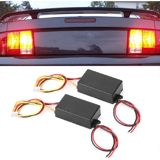 Car Tail LED Light 3-Step Sequential Dynamic Chase Flash Module Boxes Controller for Front Rear Turn Light Retrofit Use 2PCS 12V(black)