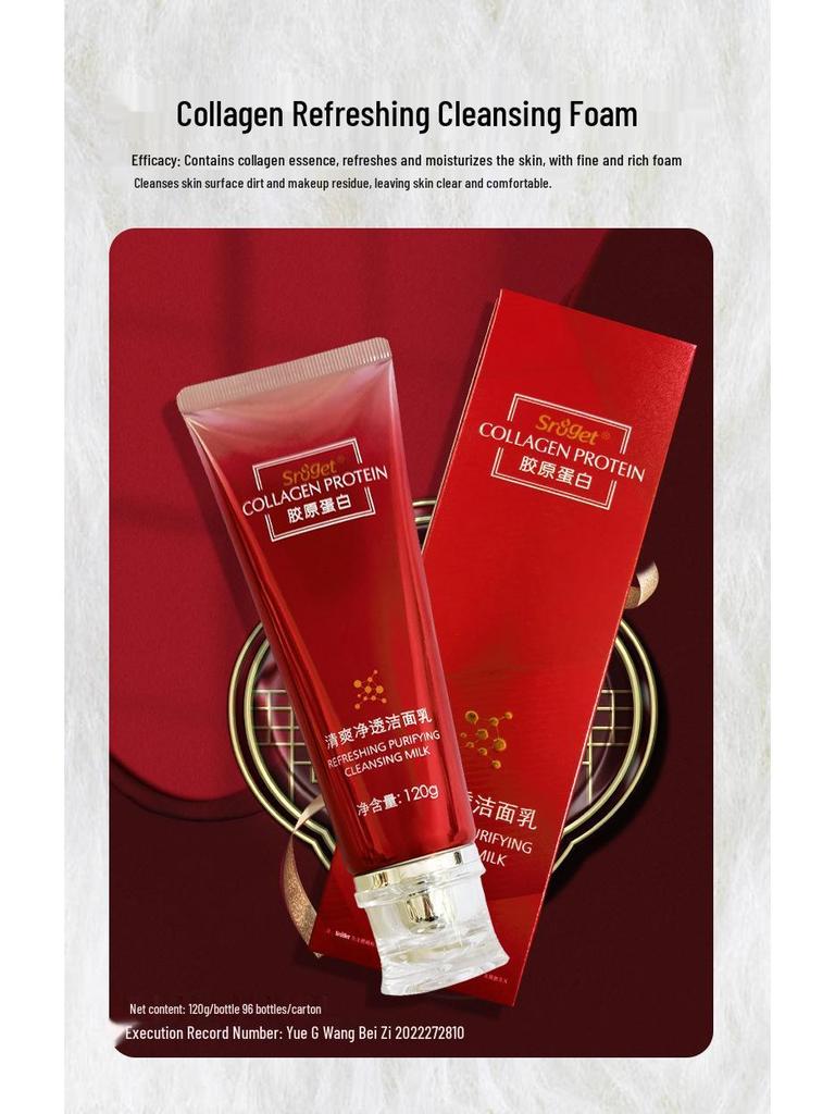 Sroget Ensemble de Soins Raffermissant Anti-Rides au Collagène: Lotion Hydratante, Émulsion et Crème.