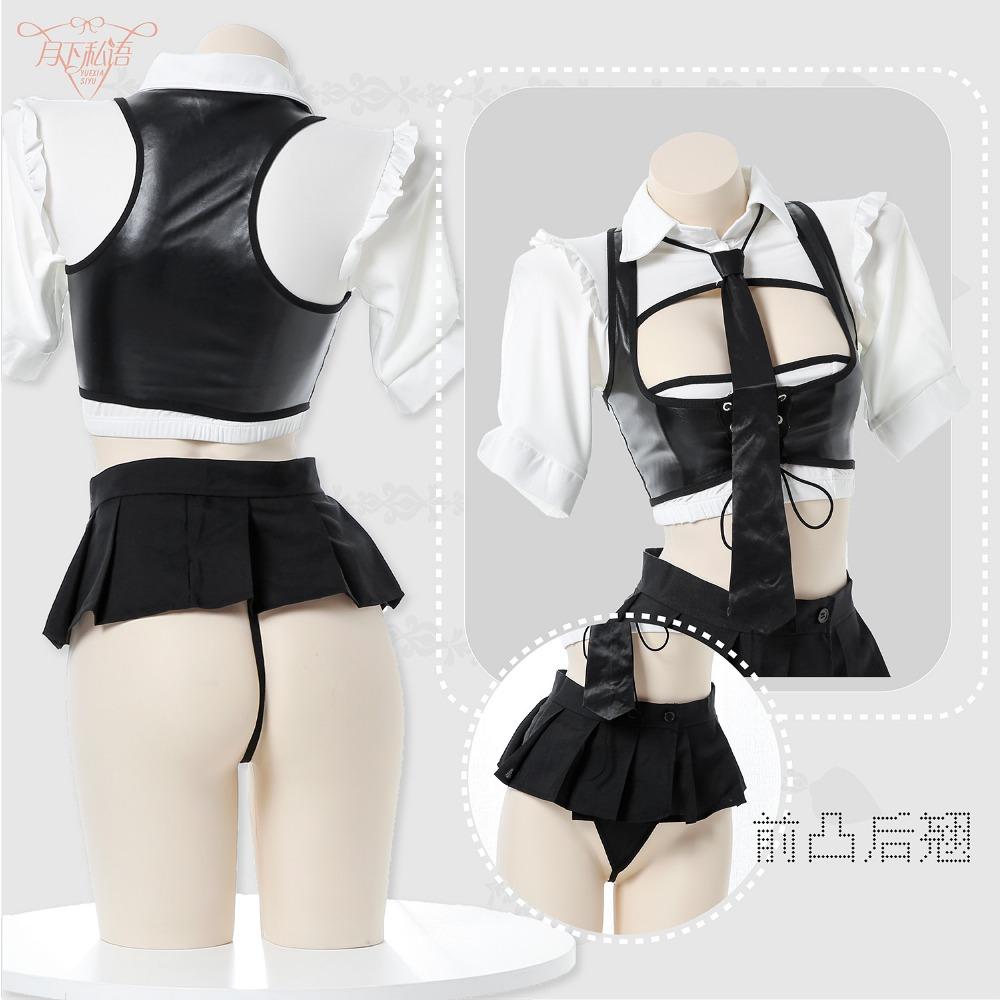 Under The Moon Whispering Sexy Underwear Hollow Female Instructor Uniform Passion Seduction Adult Miniskirt Sex Products Game Outfit