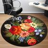 1pc Colorful Flowers Chair Carpet for Office, Round Non-Slip Durable Large Size Office Carpet, Suitable for Office, Beautiful Decoration