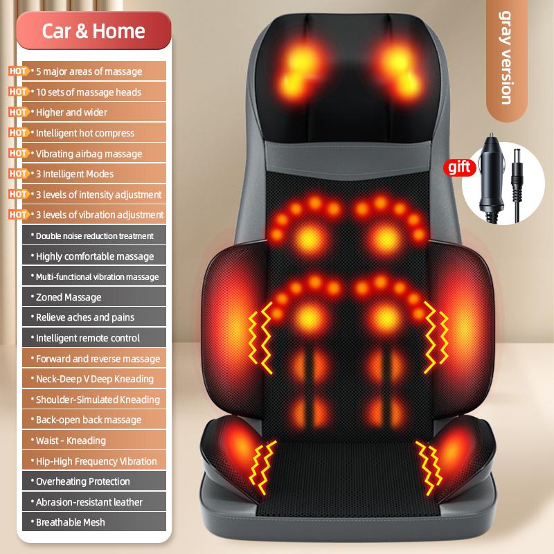 Home/Car Back Pain Relief Kneading Vibration Massage Seat Cushion Shiatsu Neck and Back Massager Full Body Massage Chair Cushion