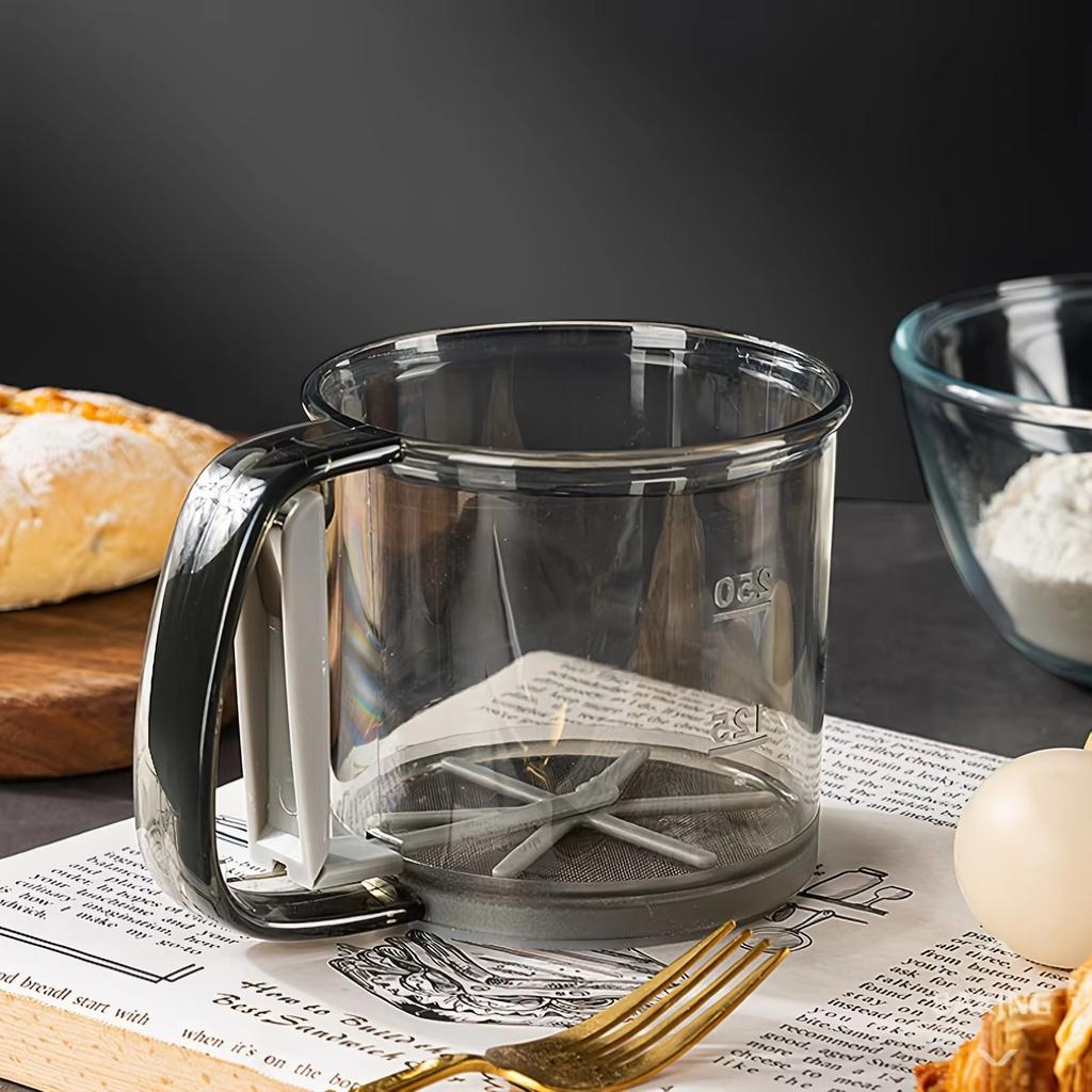 1/2/3 Stück Halbautomatischer Mehlsieb Transparent mit Handpress-Design Küchenfiltersieb Mehlsieb Antihaft-Backwerkzeuge