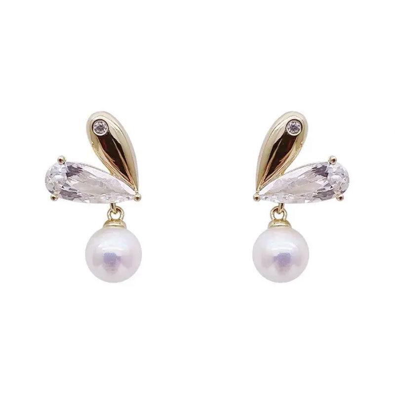 

Серьги-пусеты из серебра 925 пробы с цирконием в форме сердца и жемчугом - Универсальный нишевый дизайн белый