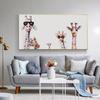 Curious Giraffes Family Animal Canvas Painting Graffiti Art Poster Prints Decor Wall Art Picture Artwork for Kids Room Decor No Frame