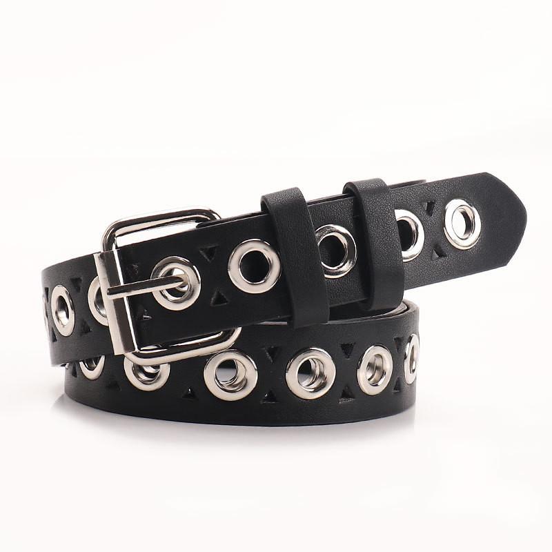 Style Hop Hip Belt Punched Pattern Iron Buckle Casual Street Decoration Fashion