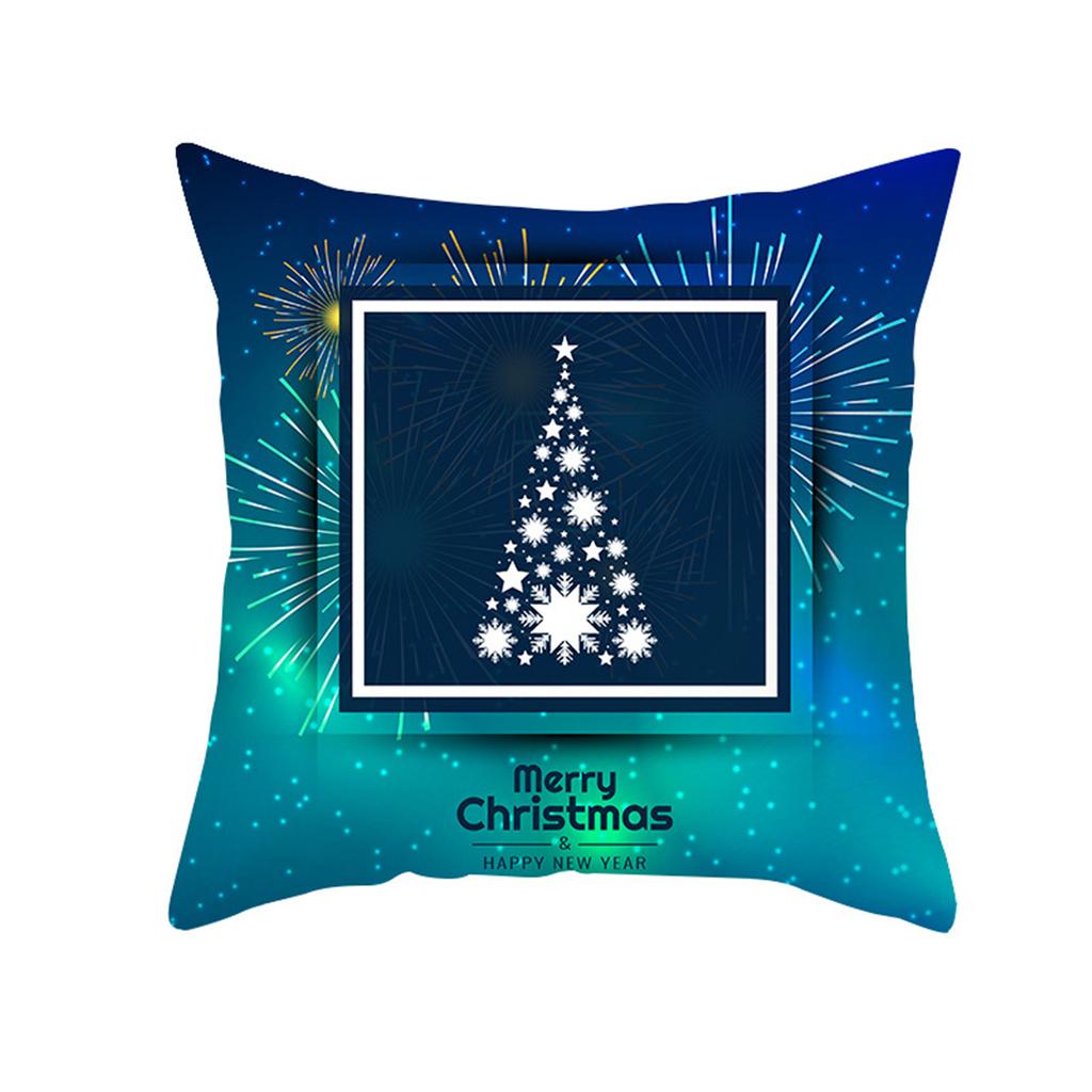 Merry Christmas Cushion Cover Home Pillowcase Santa Claus Christmas Tree Snowman Polyester Pillowcase