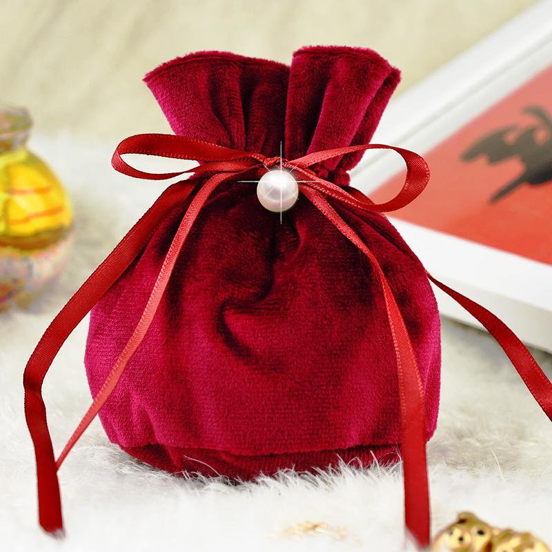 Velvet Wedding Candy Gift Bags - Handheld Engagement Favor Boxes 13x15 cm