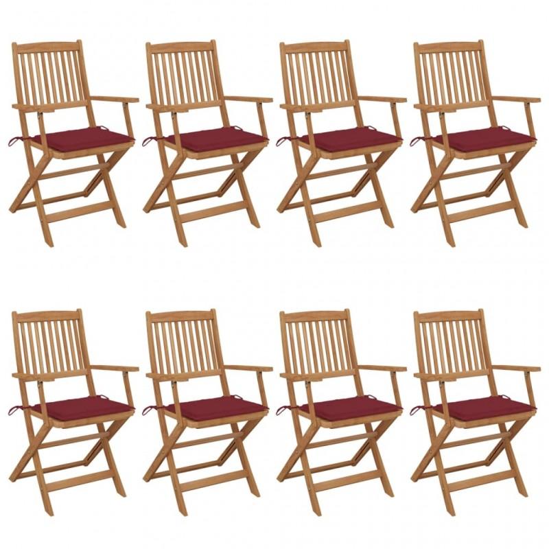 Day and Night - Day and Night Folding Garden Chairs 8 Units and Cushions Solid Acacia Wood