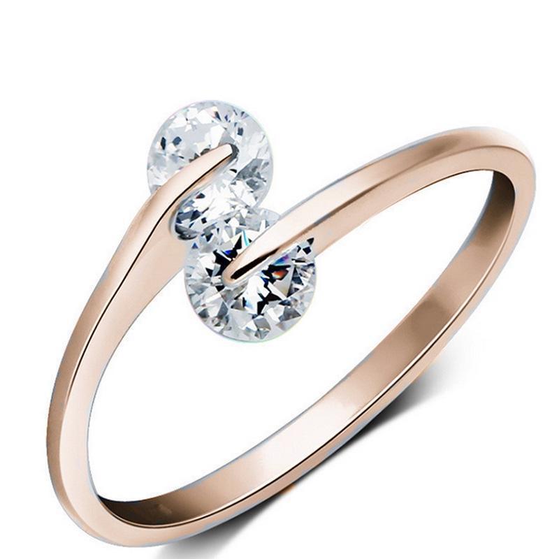 

Регульоване срібне кільце з діамантами у корейському стилі для жінок - Модний та елегантний дизайн Adjustable Open Size