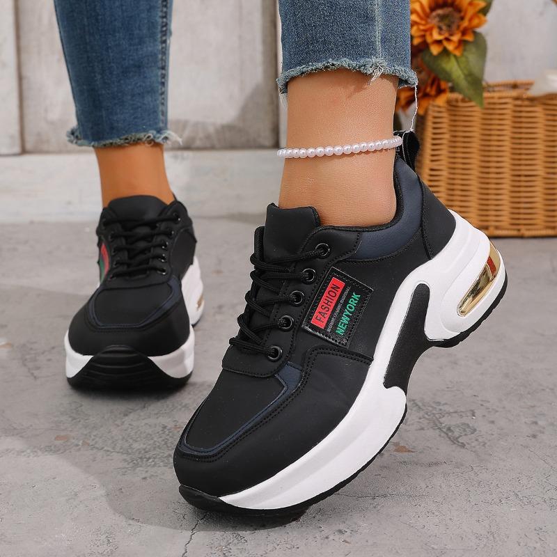 Women's Spring Lace-Up Thick-Soled Casual Sports Shoes, European Style Comfortable Footwear, Available In Large Sizes.