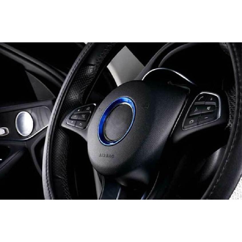 2016-21 Blue Aluminum Panel Steering Wheel Horn Ring Cover For Benz E-Class W213