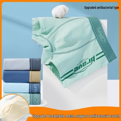 Gekämmte Baumwoll-Boxershorts für Jungen mit antibakteriellem Schritt, Flachwinkel-Design, Übergrößen erhältlich
