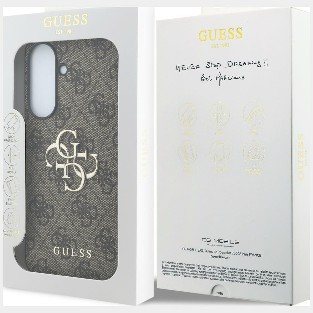 Guess Leather 4G Metal Logo Case for Samsung Galaxy A37 5G Brown