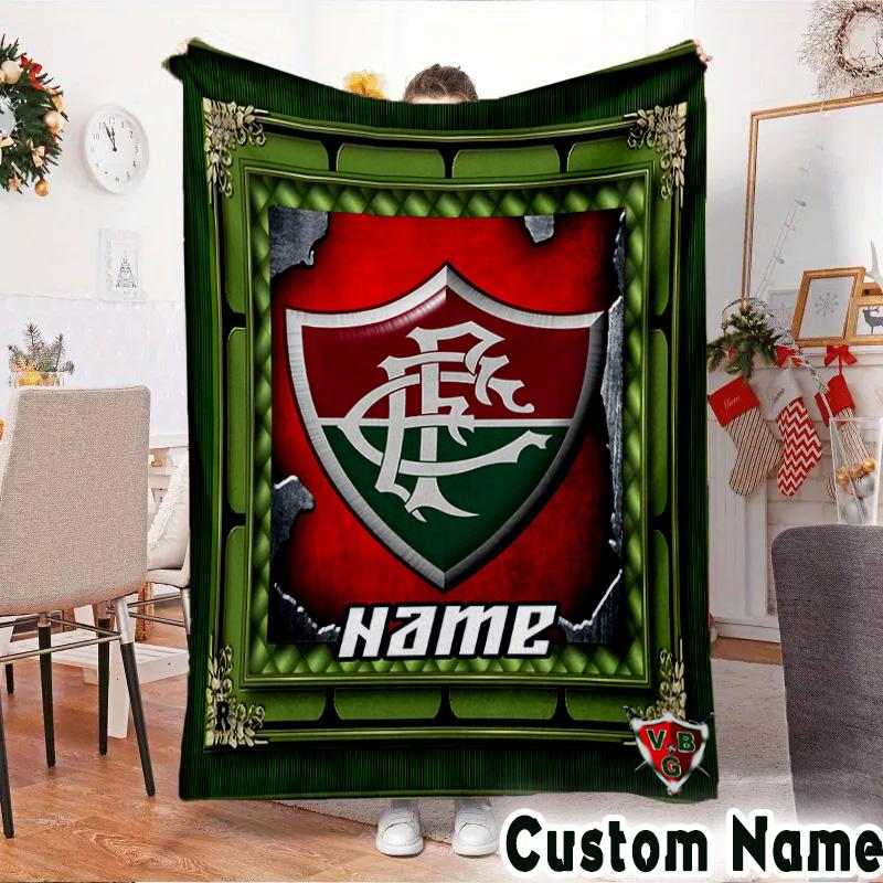 Custom Name Flamengo Crest Artwork Throws Blanket Flannel Blankets for Couch Bed Gifts for Men Women Picnic Blanket Christmas Fan Gifts