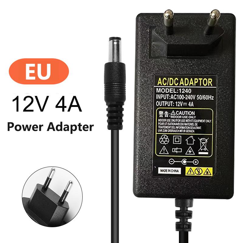 12V 4A Power Supply Adapter US EU AU UK Plug in DC Converter 100-240V AC to DC 12V 48W 4000mA Chargerfor CCTV LED Strip Light