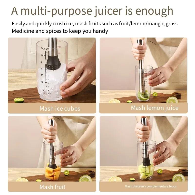 Kladivo na drcený led z nerezové oceli Multifunkční tyčinky na nanuky Koktejl Swizzle Stick Ovoce Lemon Muddle Pestle Bar Nástroje