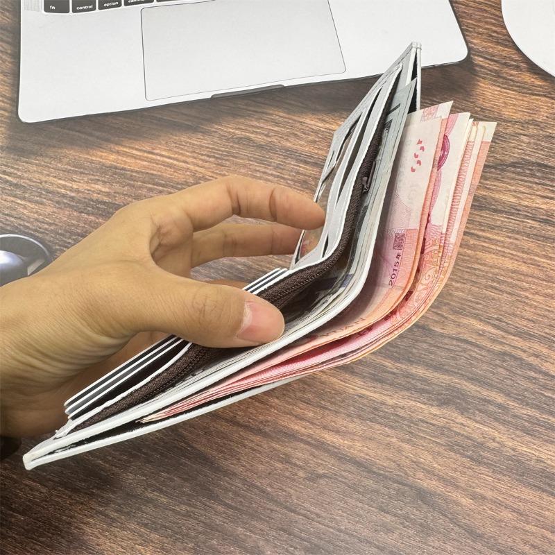 Men’s Slim Bifold Wallet PU Leather Short Wallet Minimalist Card Holder Money Clip Wallet with ID Window Cash Pocket for Men Women