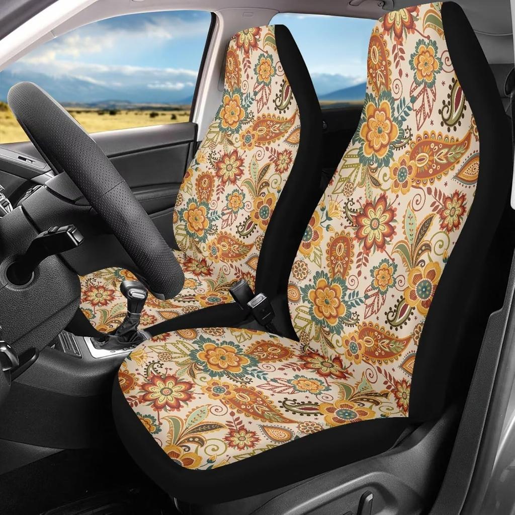 Bulopur Halloween Spider Web Print Front Seat Cover Sets 2 Pack, Car Universal Accessories Interior Decor for Men, Auto Front Seat Covers