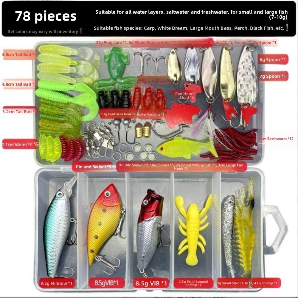 Tackle Box Soft Fishing Lures Kit Hook Set Silicone Soft Lures Hooks  Sea Equipment