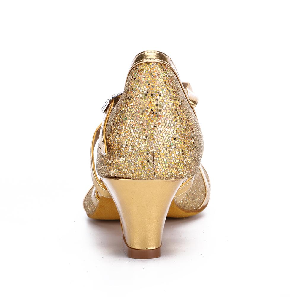 Sequins Women Latin Dance Shoes Waltz Salsa International Standard Dancing Shoes Heel 4cm Indoor