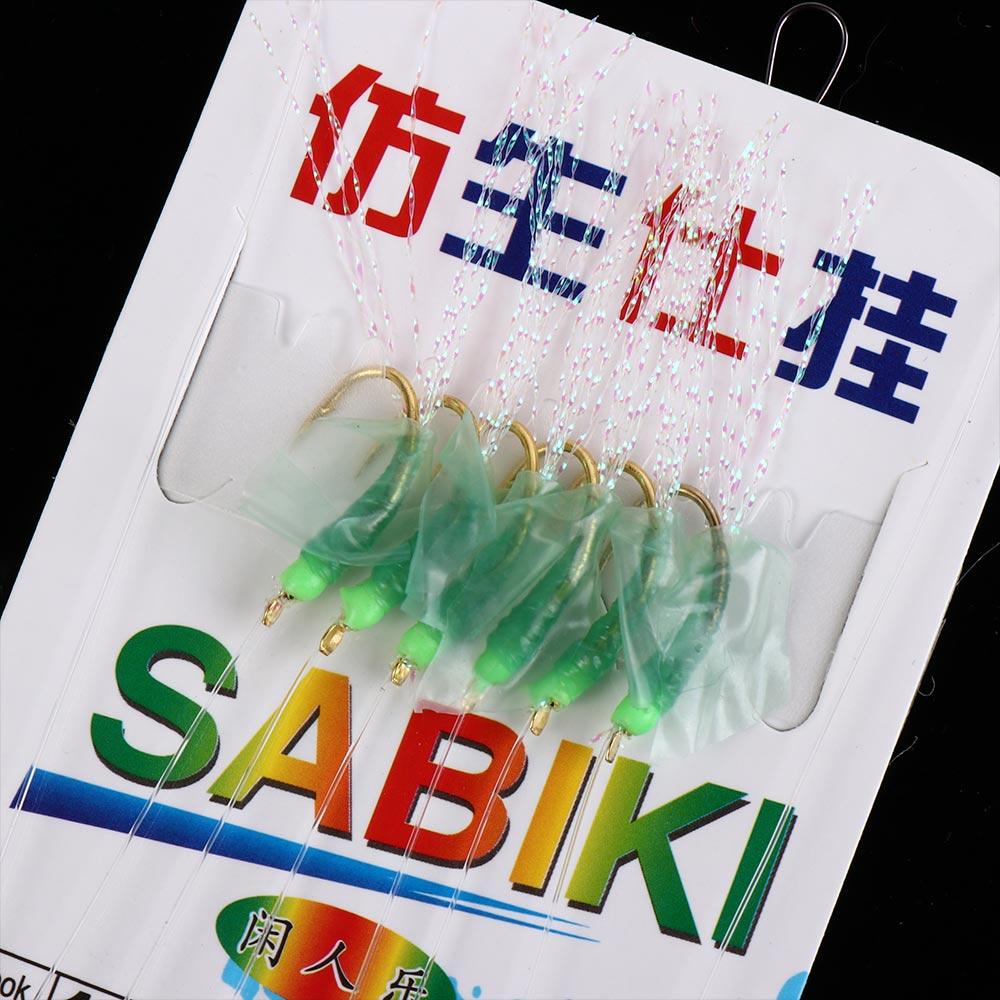 Golden Hooks Fishing String Hooks Green Rubber Sabiki Lure Sabiki Rigs Pesca Tackle