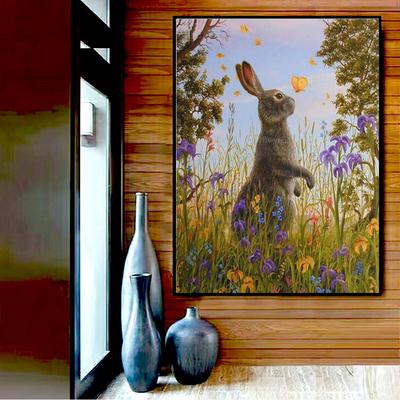 Ricamo Diamante Animali Tondo Pieno Punto Croce Coniglio Pittura con Diamanti Decorazione per la Casa