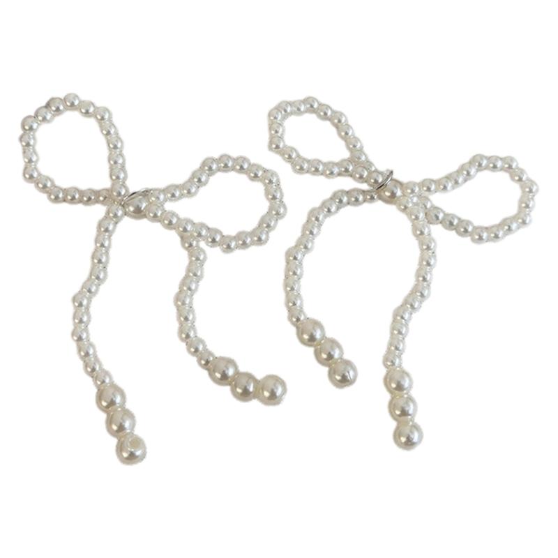 

Elegant Pearls Bowknot Shoe Clips Charm Shoes Decoration Adjustable Sizes Fashion Accessory for Women s Footwear