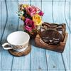 11 Cm Wooden Handcrafted Cat Design Coasters for Drinks Hot Cold Wooden Coaster Sets with Holder Dining, Tea Coffee Table Decorative Cocktail Coasters